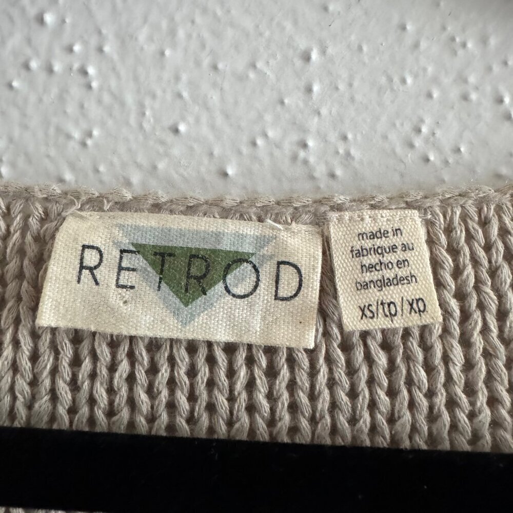 Retrod Beige Knit V-Neck High-Low Sweater Size XS - Picture 4 of 5
